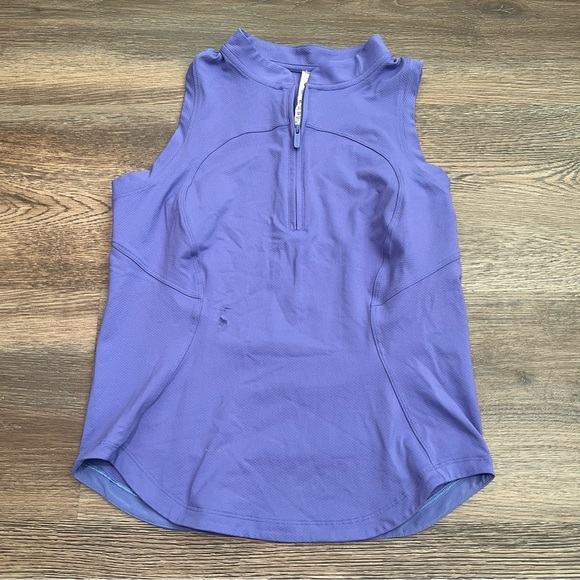 Lululemon Front Zip Mock-Neck Tennis Tank Top Charged Indigo Size 4 with flaw - Picture 4 of 9